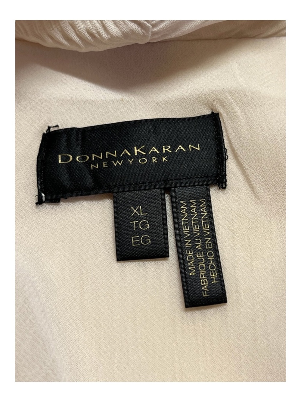 EUC Donna Karan Cream Crinkle Faux Wrap Peplum Blouse | Size XL - Picture 7 of 9